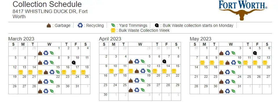 Fort Worth Trash Pickup Schedule 2023