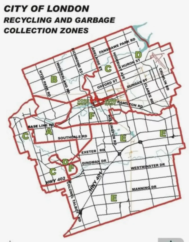 London Ontario Trash Collection Map