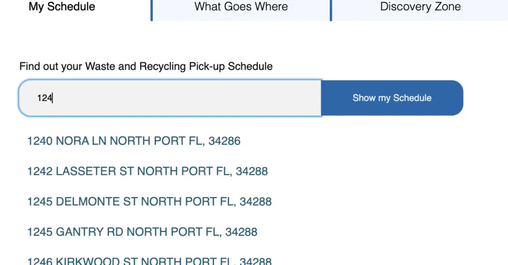 North Port Trash Schedule