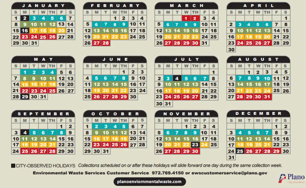 Plano Bulk Trash Schedule Calendar 2023