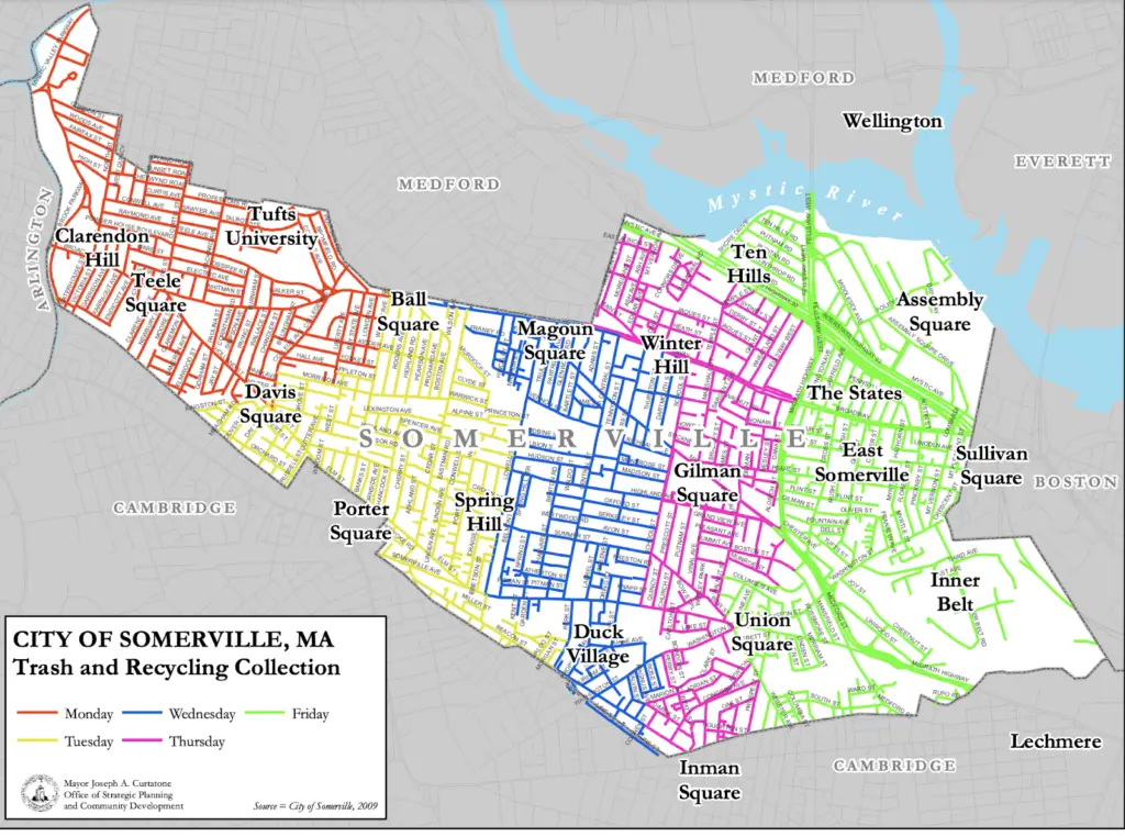 Somerville Trash Collection Map